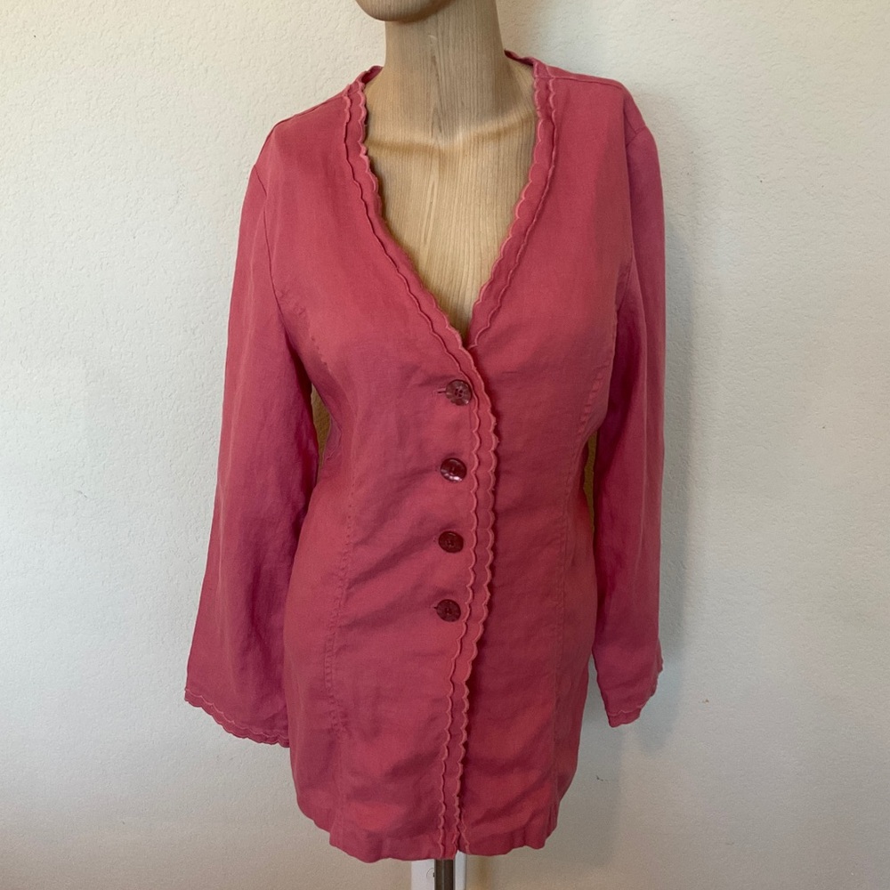 J. Jill NWT Aster Pink Linen Coastal Coatigan Jacket Duster Cardigan Lightweight - Picture 2 of 16